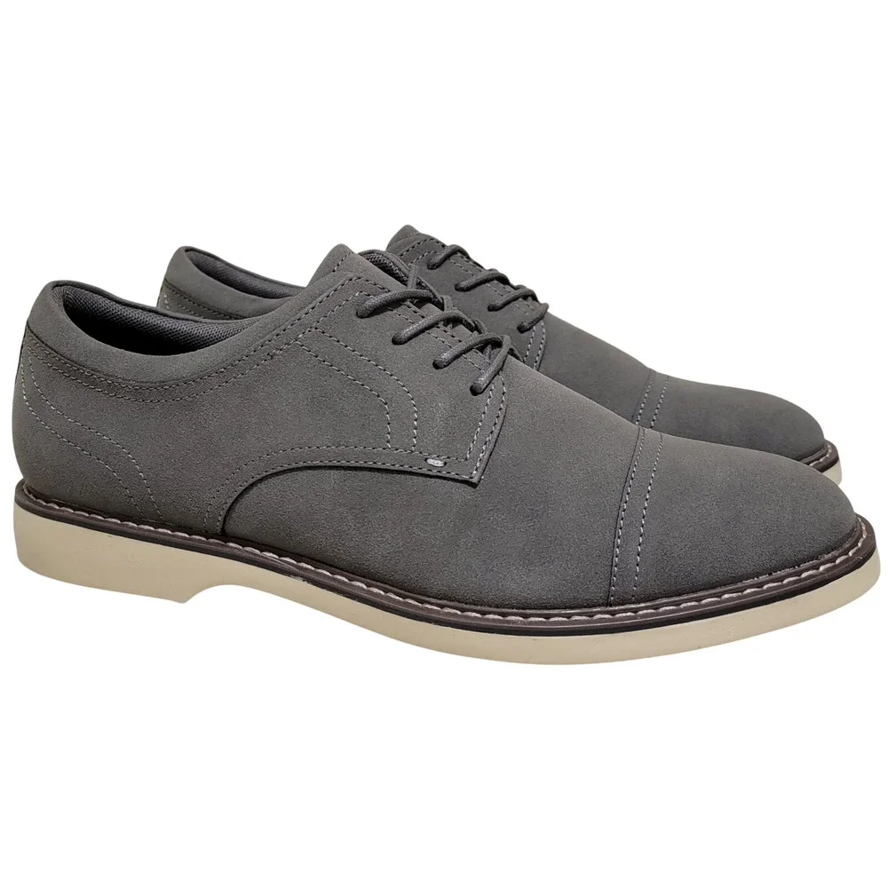 Alfani Men Cap Toe Derby Oxfords Theo Size US 8.5M Grey Microsuede
